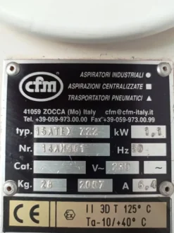 ASPIRATORE INDUSTRIALE – CFM –15 ATEX Z22 (ASP-46)