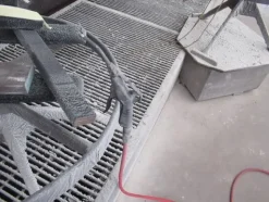 8#4676 Cabina di verniciatura Tecno Azzurra e pompe verniciatura