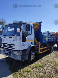 8#9387 Camion IVECO Eurocargo 150e80ribaltabile trilaterale con Gru Copma C730
