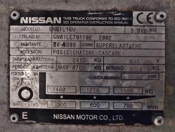 12#9875 Carrello sollevatore elettrico NISSAN