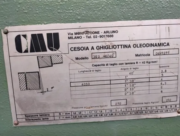 1#7247 Cesoia idraulica CMU 3EO 46/40