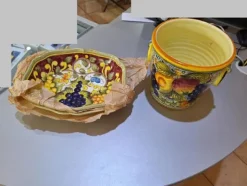 2#8661 Complementi da tavola artigianali in ceramica e stoffa