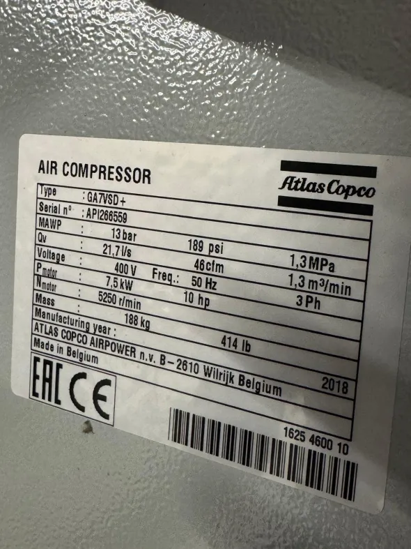 COMPRESSORE A VITE GA7VSD ATLAS COPCO
