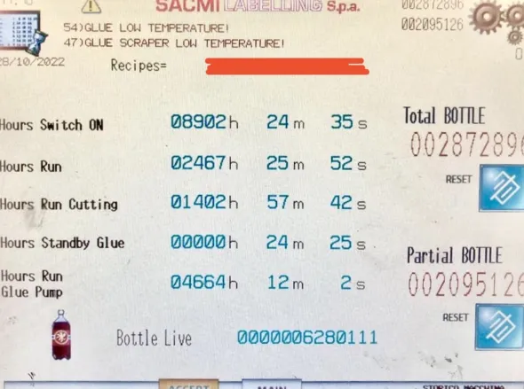 ET229 ETICHETTATRICE usata SACMI 2008 – 12000 bph