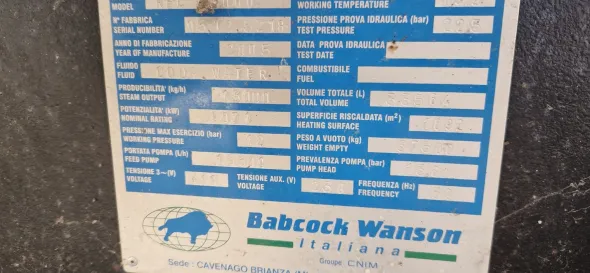 Generatore di vapore Babcock Wanson mod. Rec 13000