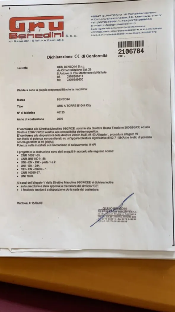 Gru a torre Benedini
