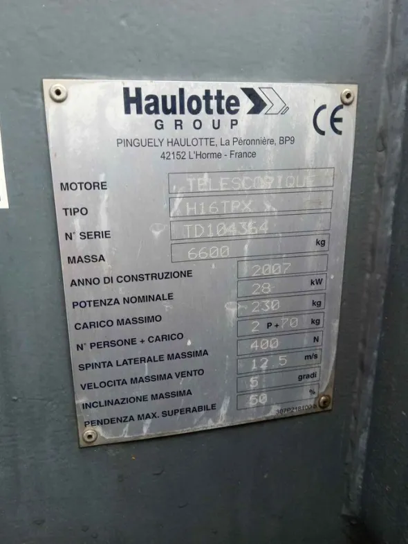 HAULOTTE Piattaforma Aeree Telescopiche h16 tpx