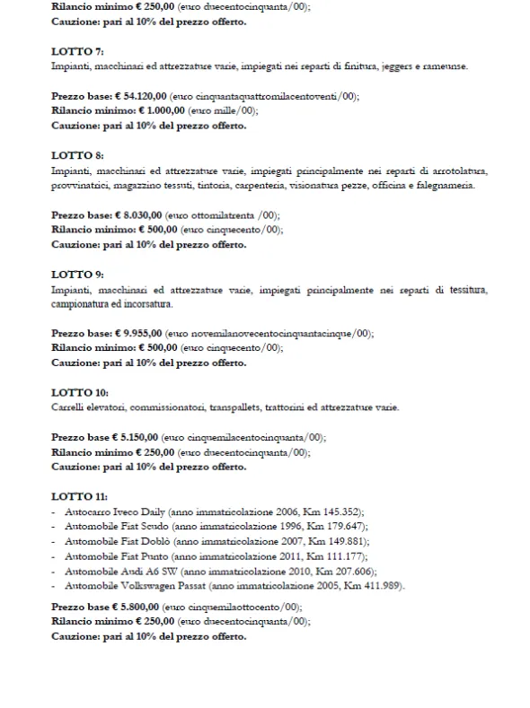 Impianti, macchinari ed attrezzature varie