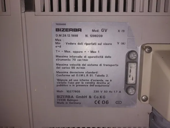 2#79500 Impianto di peso prezzatura Bizerba