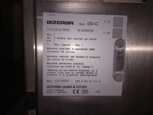 2#79500 Impianto di peso prezzatura Bizerba
