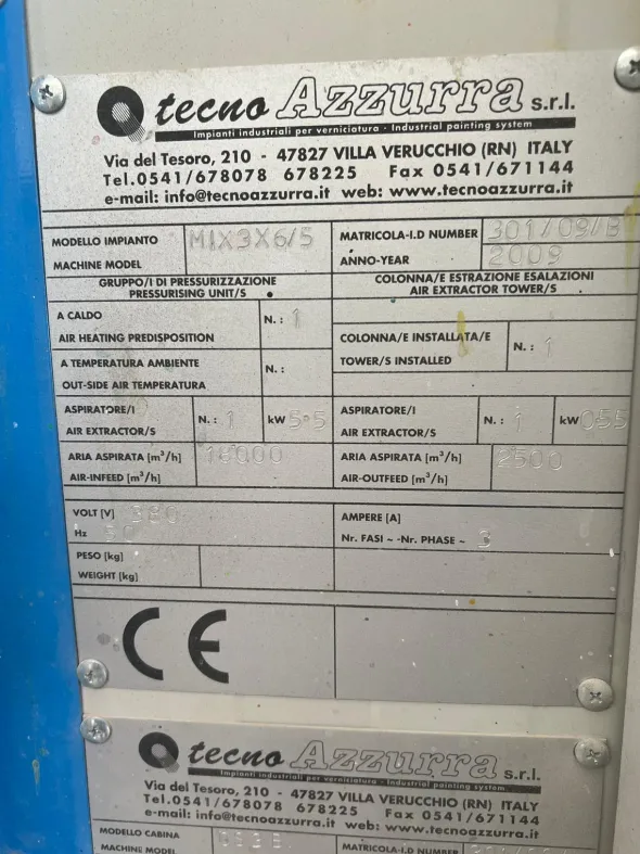 Impianto di verniciatura ed essiccazione Tecnoazzurra
