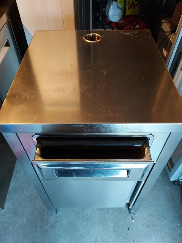 Mobile con cassetto batti caffè in acciaio inox