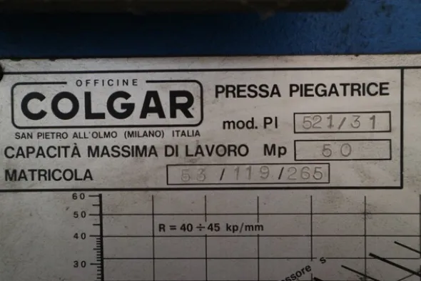 3#7536 Piegatrice Colgar