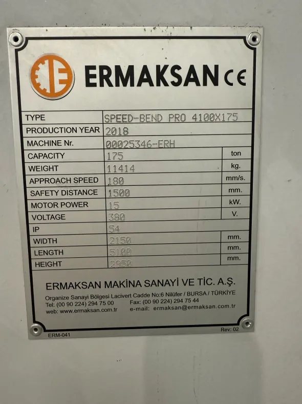 Piegatrice 175 Ton 4 metri