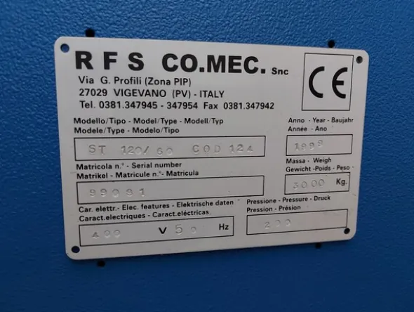 1#7341 Pressa doratrice elettronica RFS CO.MEC ST 120/60
