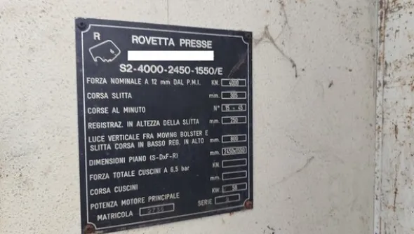 24#7166 Pressa meccanica Rovetta S2-4000
