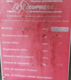 Pressa 30 tonnellate Copress spa