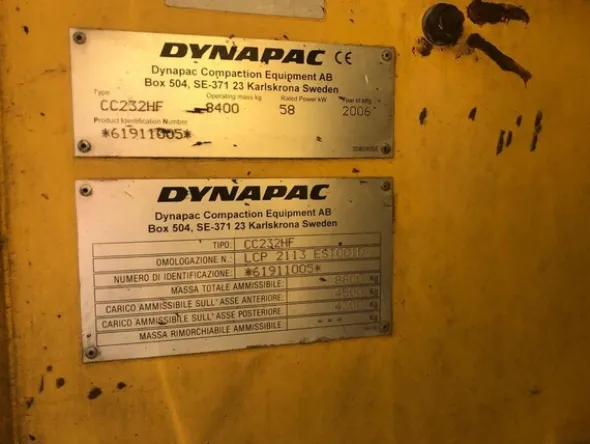 4#5567 Rullo tandem Dynapac CC 232 HF