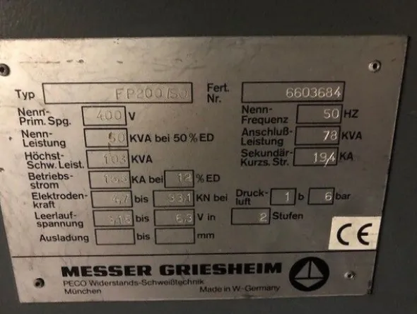 2#7584 Saldatrice a punti Messer Griesheim