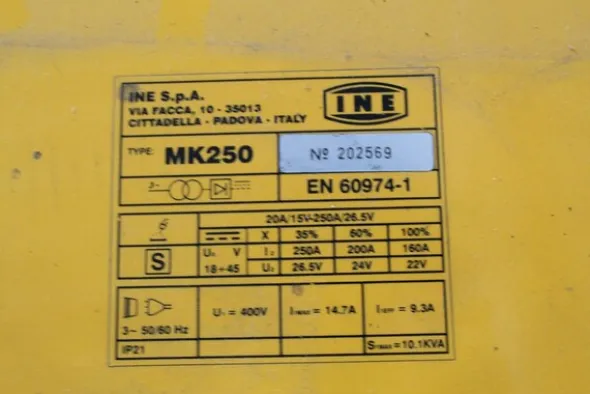 2#6964 Saldatrice Ine MK250 e taglio plasma Ine Compatto PL60