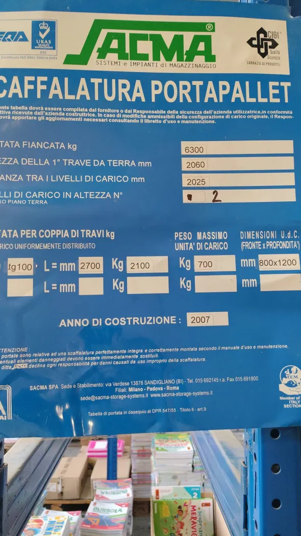 Scaffalatura portapallet
