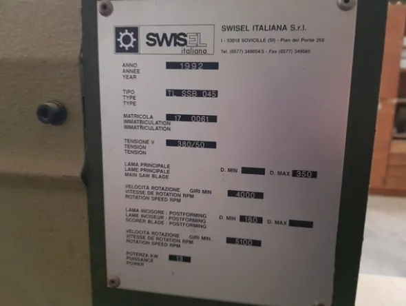9#5191 Sezionatrice automatica Swisel Italia