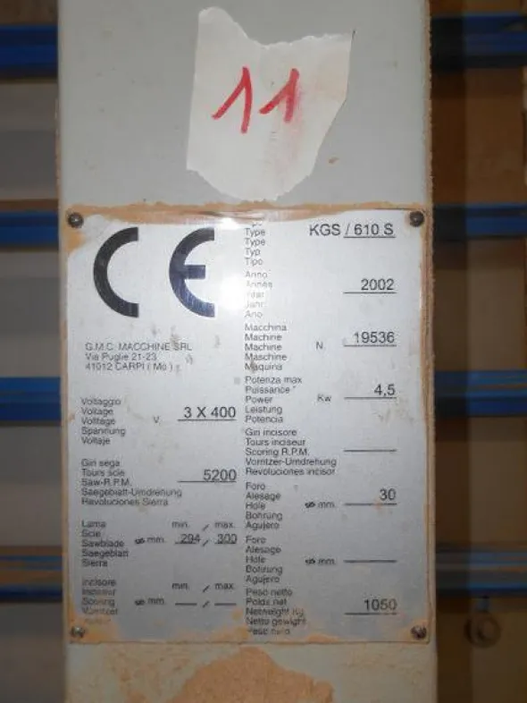 11#17571 Sezionatrice verticale GMC