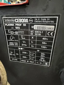 Taglio plasma Cebora plasma prof 55