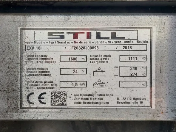 6#8225 Transpallet elettrico Still EXV16I