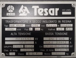 Trasformatore in resina TESAR 15 kV 1000 kVA
