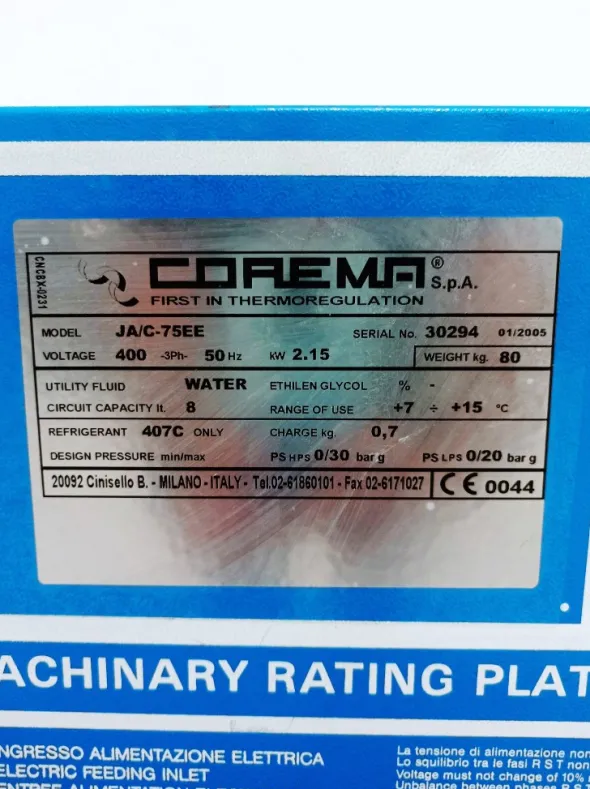 UNITA’ CHILLER – COREMA – MOD. JA/C-75EE (CAM-32)